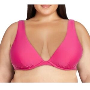Time and Tru Women's Plus
Underwire Swim Bikini Top, Size 3X (24W-26W) Hot Pink
